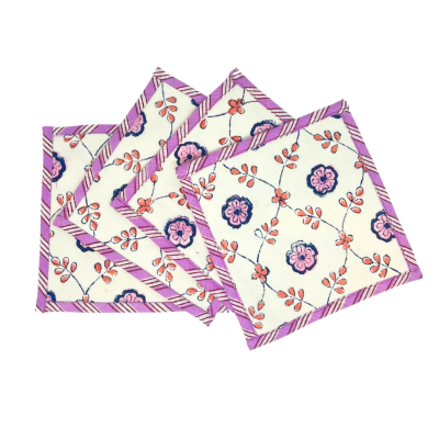 Carolina Canvas Coasters - Pink, SumnerEdit (Set of 4)