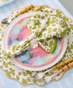 Chintz Green Scalloped Dinner Napkins