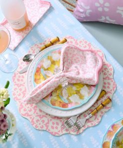 Porto Tiles Blush Scalloped Dinner Napkins