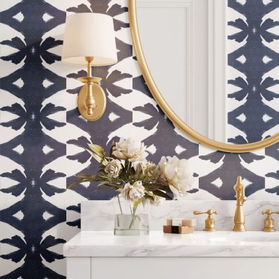 Palm Navy Peel and Stick Wallpaper