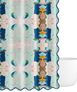 Monet's Garden Navy Scalloped Shower Curtain