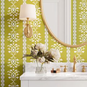 Rosemary Stripe Chartreuse Peel and Stick Wallpaper