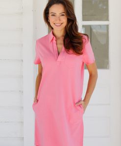 Shell Pink Cotton Polo Dress