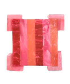 Pink Resin Striped Square Coaster, SumnerEdit