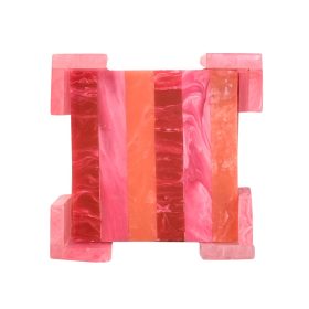 Pink Resin Striped Square Coaster, SumnerEdit