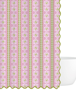 Rosemary Stripe Pink Shower Curtain