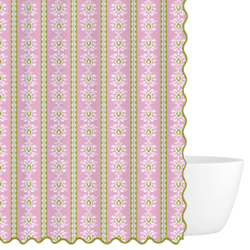 Rosemary Stripe Pink Shower Curtain