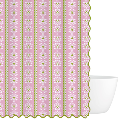 Rosemary Stripe Pink Shower Curtain