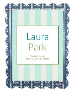 Rosemary Stripe Indigo Scalloped Picture Frame