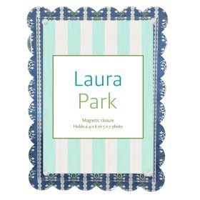 Rosemary Stripe Indigo Scalloped Picture Frame