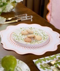 Scalloped Embroidered Feather Placemats - Coral, SumnerEdit (Set of 4)