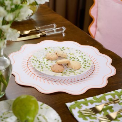 Scalloped Embroidered Feather Placemats - Coral, SumnerEdit (Set of 4)