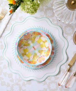 Scalloped Embroidered Feather Placemats - Sea Glass, SumnerEdit (Set of 4)