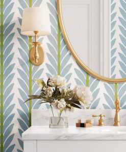 Frond French Blue Peel and Stick Wallpaper