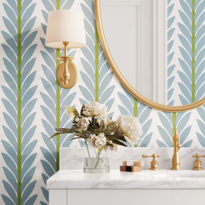 Frond French Blue Peel and Stick Wallpaper