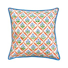 Camila Orange Block Print Throw Pillow