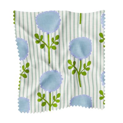 Marigold Ticking Stripe Blue Fabric by the Yard