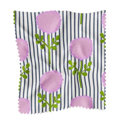 Marigold Ticking Stripe Pink Fabric by the Yard