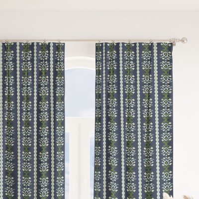Rosemary Stripe Indigo Curtain Panel