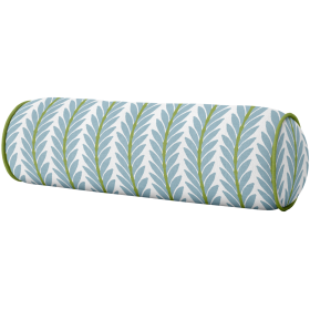 Frond French Blue with Green Piping Round Bolster Pillow