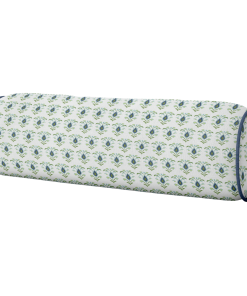 Rosemary White with Navy Piping Round Bolster Pillow