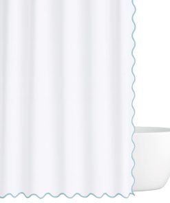 Scalloped Shower Curtain, Blue / White