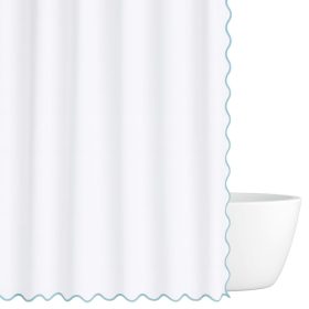 Scalloped Shower Curtain, Blue / White