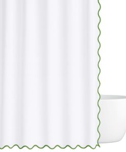 Scalloped Shower Curtain, Green / White