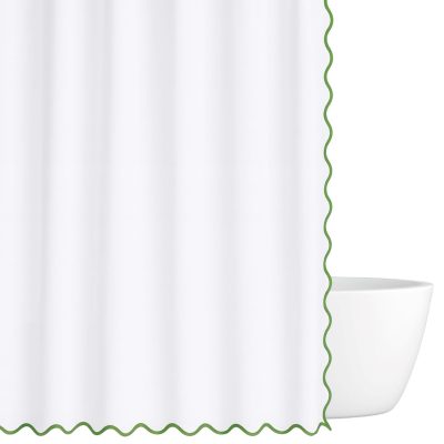 Scalloped Shower Curtain, Green / White