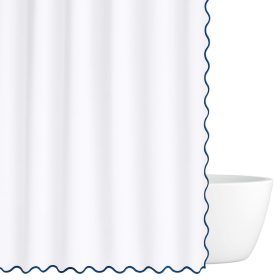 Scalloped Shower Curtain, Navy / White