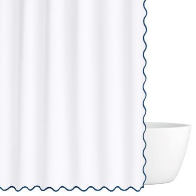 Scalloped Shower Curtain, Navy / White