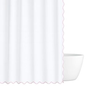 Scalloped Shower Curtain, Pink / White