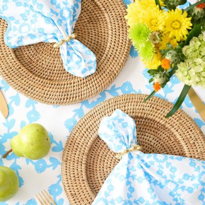 Highlands Blue Scalloped Dinner Napkins